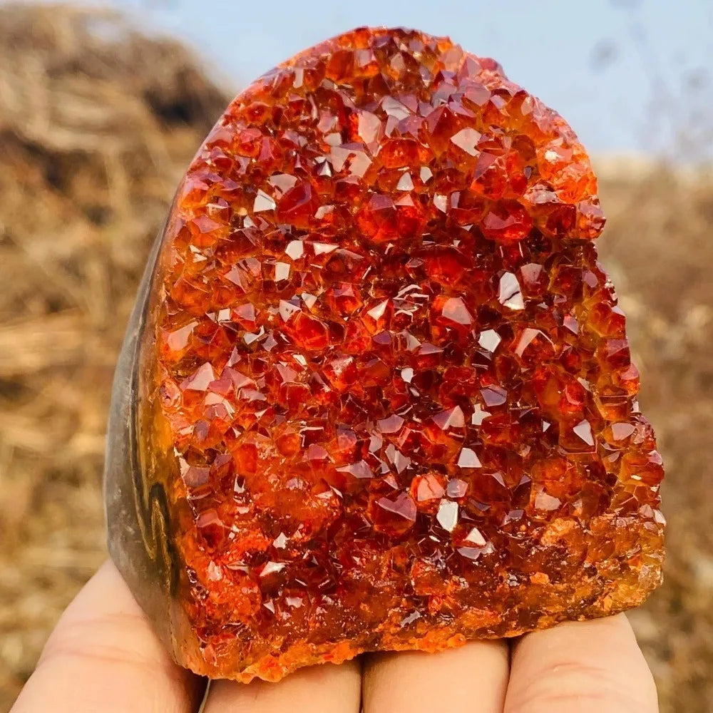 Crystal & Gemstone Orange Geode Quartz — Rainbow Mineral Cluster Meditation Rock Decor — view 5 of crystal & gemstone