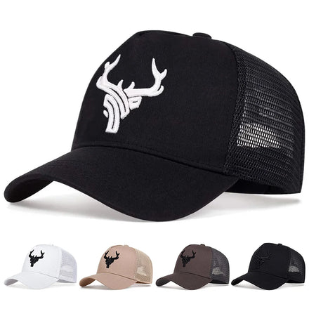 Antler Embroidery Mesh Trucker Cap - Adjustable Outdoor Adventure Hat — view 1 of trucker caps