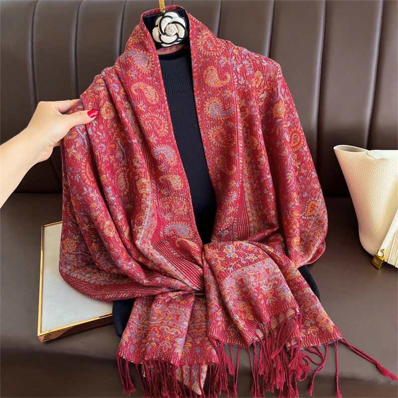 Pashmina Scarf in 58 Signature Shades — Cashmere-Feel Women's Tassel Shawl Wrap Color Stack