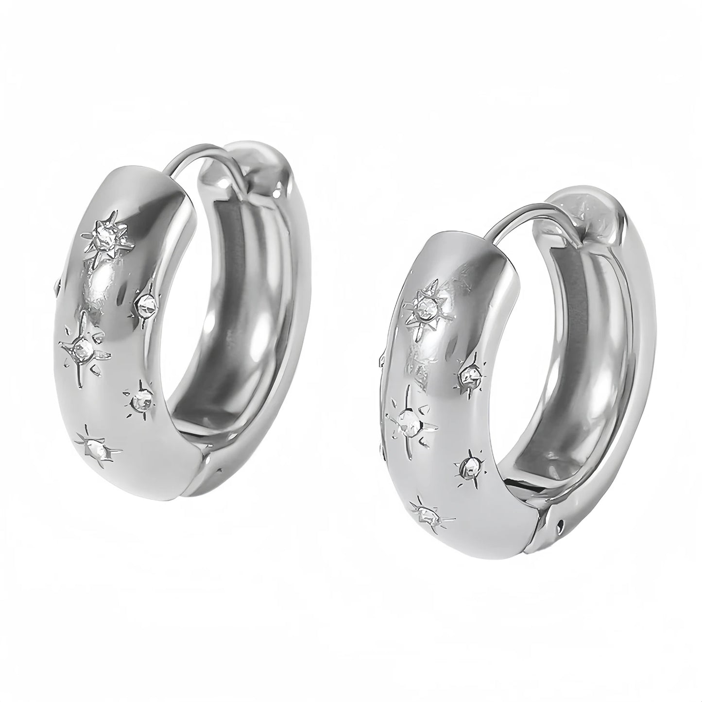 UHBINYCA Women's Zircon Hoop Earrings — 18K Gold Plated Stainless Steel Jewelry — view 10 of jewelry