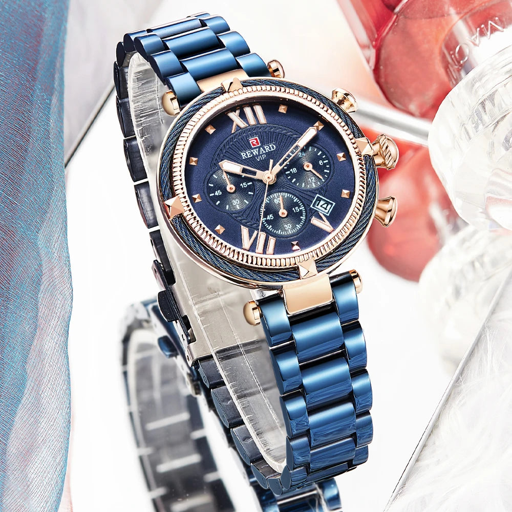 REWARD Women's Chronograph Watch — Luxury Fashion Stainless Steel Wristwatch — view 3 of watches
