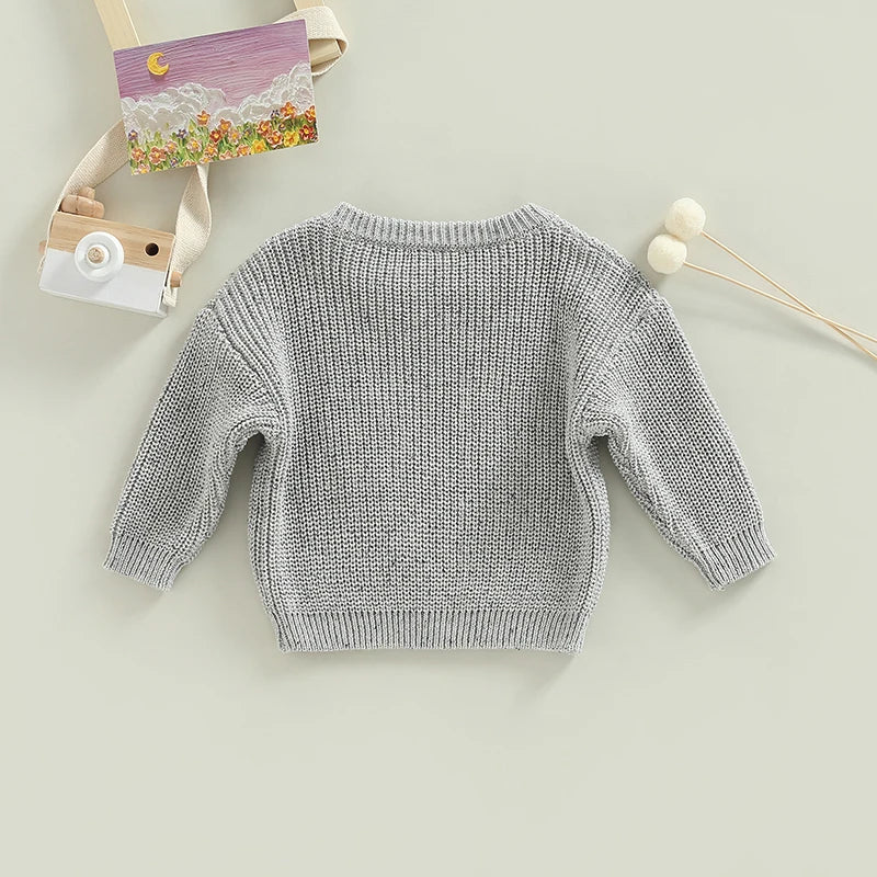 Kids Unisex Polka Dot Crewneck Sweater - Long Sleeve Pullover Top — view 2 of kids tops