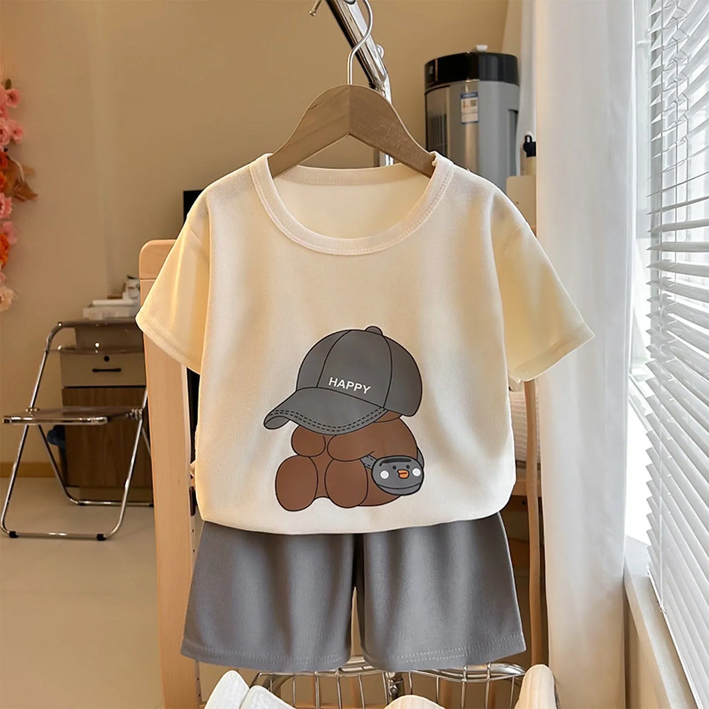 Boys Tracksuit 2-Piece Set - Bear Tee & Shorts Summer Outfit — view 8 of boys sets