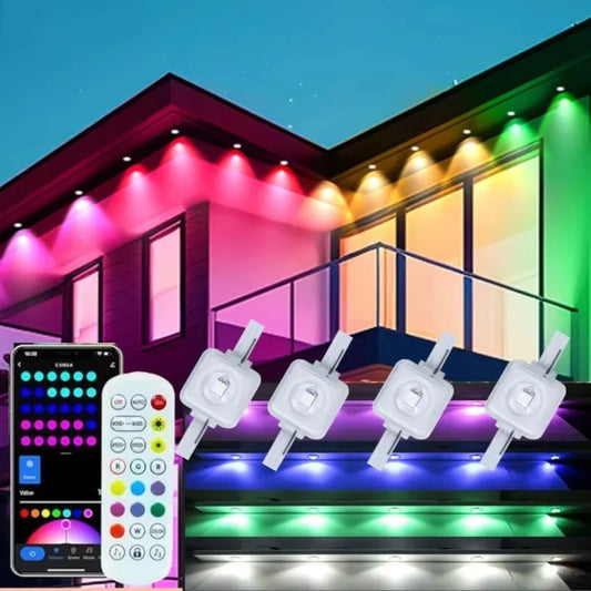 Smart Permanent Outdoor Eaves Lights IP67 – App & Remote Roofline Lights with Music Sync