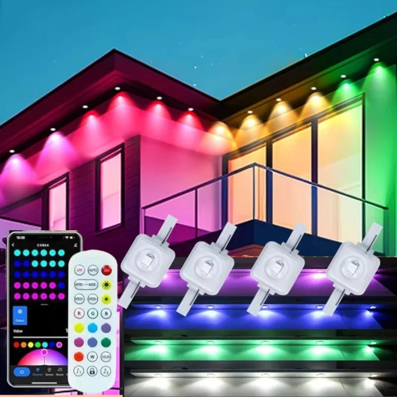Smart Permanent Outdoor Eaves Lights IP67 – App & Remote Roofline Lights with Music Sync
