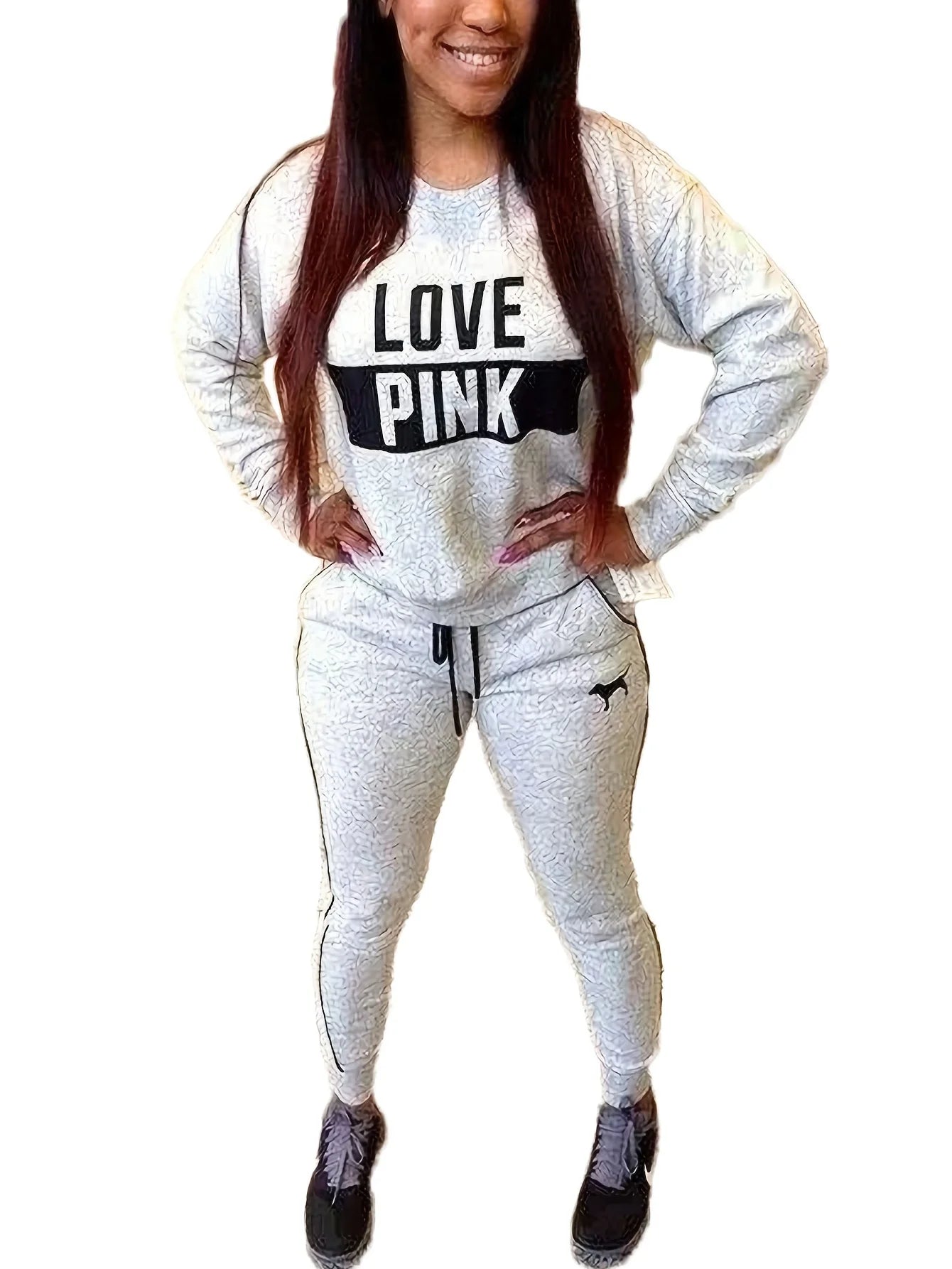 Fashion New Sweatshirts Women Sportswear Printed Letter Spring Tracksuits Long-sleeve 2 Piece Set