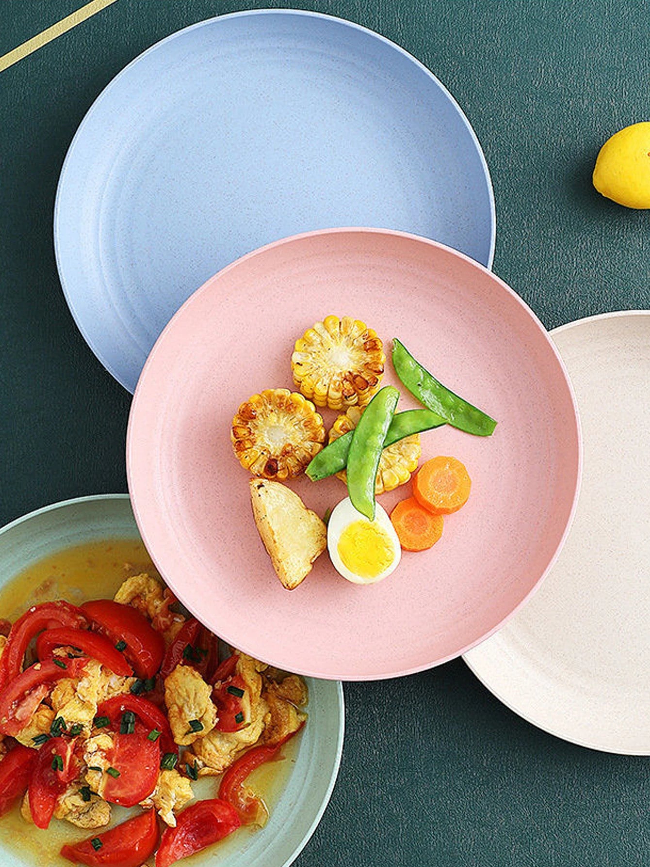 Lightweight Wheat Straw Dinner Plates — 4-Piece Unbreakable Reusable Dish Set — view 5 of dining & tableware