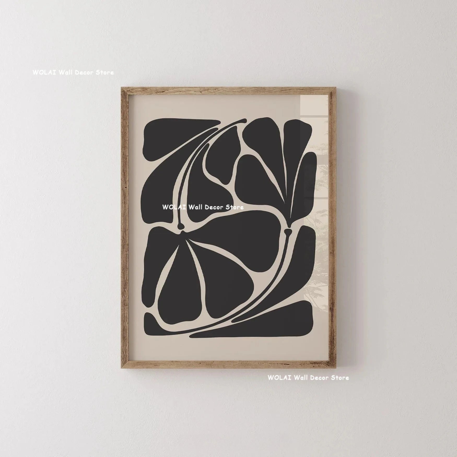 Abstract Moody Plant Canvas Poster — Mid-Century Beige & Black Floral Wall Art — view 9 of wall art & prints