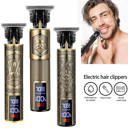 Cordless Mens Hair Trimmer Vintage T9 Hair Clippers Electric Shavers Hair cutting Machine for Barber Mens Beard Shaver