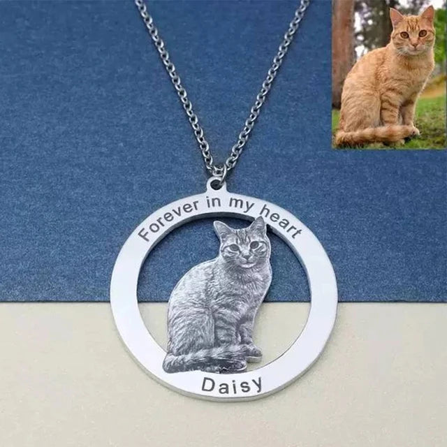 Personalized Pet Photo Necklace Engraved Pendant Custom Memorial Gift for Dog Cat Lovers — view 7 of necklaces