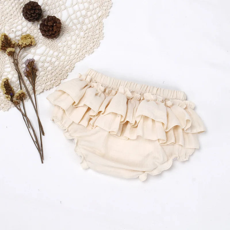 Baby Girls Double-Layer Ruffle Bloomer - Muslin Cotton Tutu Diaper Cover — view 13 of baby bottoms