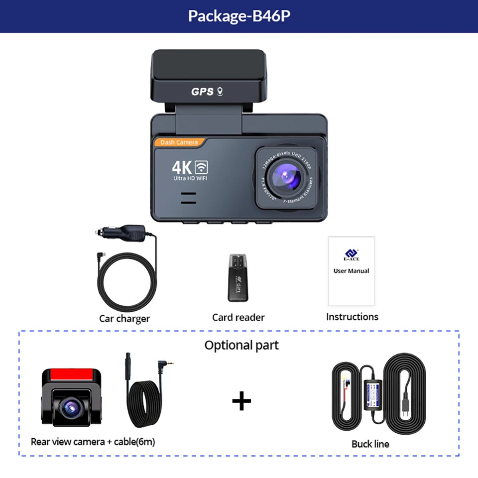 4K Dual Dash Cam with WiFi & GPS – 4K Front + 1080P Rear Night Vision Car DVR Black Box — view 6 of electronics & gadgets