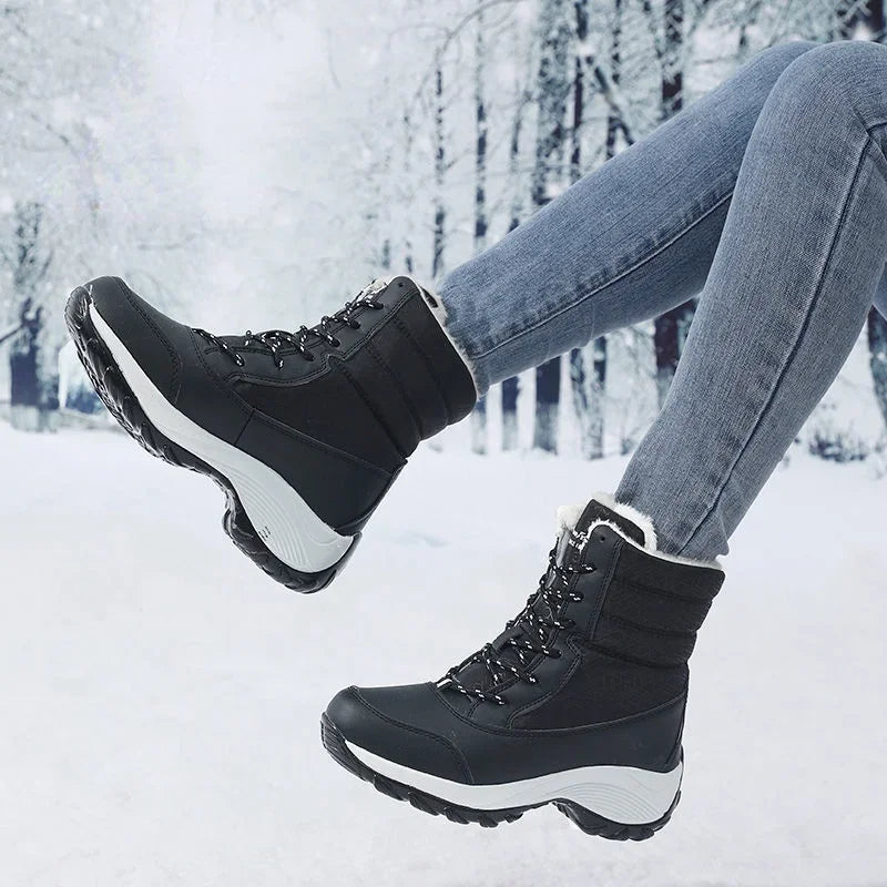 Women's Non-Slip Snow Boots — Fur-Lined Platform Wedge Ankle Boots — view 3 of boots