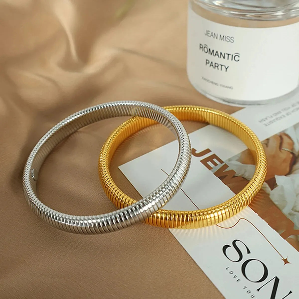 Unisex Waterproof Retro Bracelet — 18K Gold Plated Polished Steel Jewelry — view 6 of jewelry