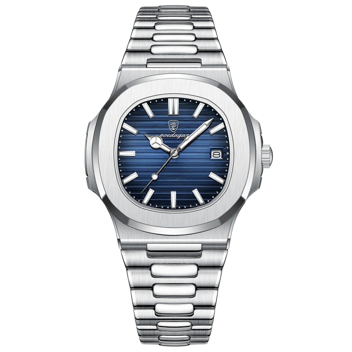 POEDAGAR Men's Square Luxury Watch — Waterproof Luminous Stainless Steel Sport Quartz Wristwatch — view 9 of watches