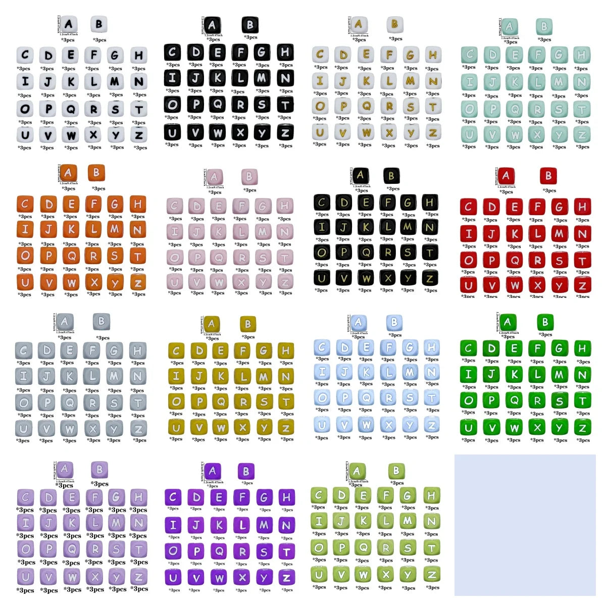 Pearl & Silicone Letter Beads 78pc 12mm — DIY Necklace Bracelet & Pen Charms — view 1 of beads