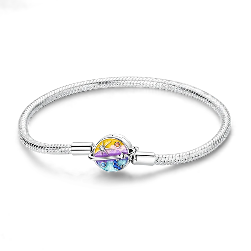 Pearl & Heart Charm Sterling Silver Bracelet 17-20cm — 925 DIY Fit Beads — view 17 of bracelets