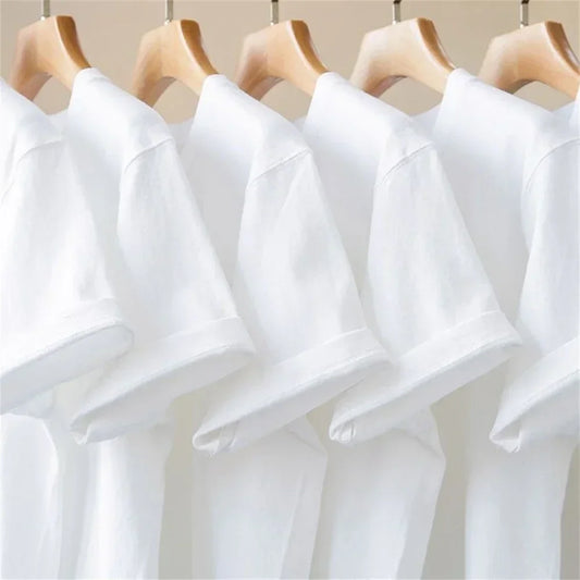 Summer Cotton Men's T-Shirt Women's Solid Color Blank O-Neck round Collar Short-Sleeve Couple White Top Tees