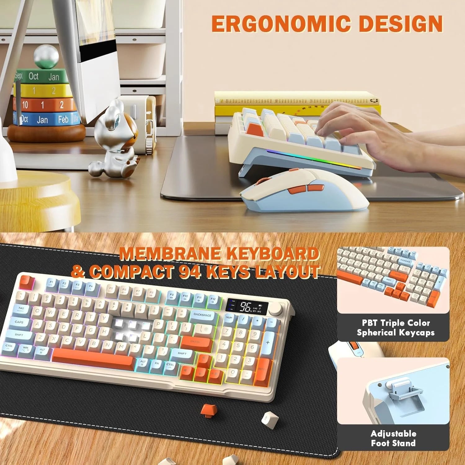 Wireless RGB Gaming Keyboard & Mouse Combo, Bluetooth/2.4G — product photo 6