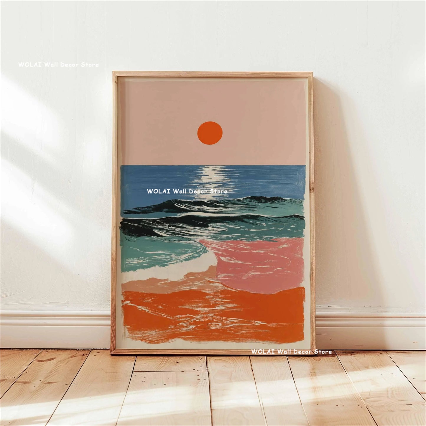 Japanese Forest &amp; Koi Fish Zen Canvas Poster &mdash; Retro Abstract Waves Wall Art for Home