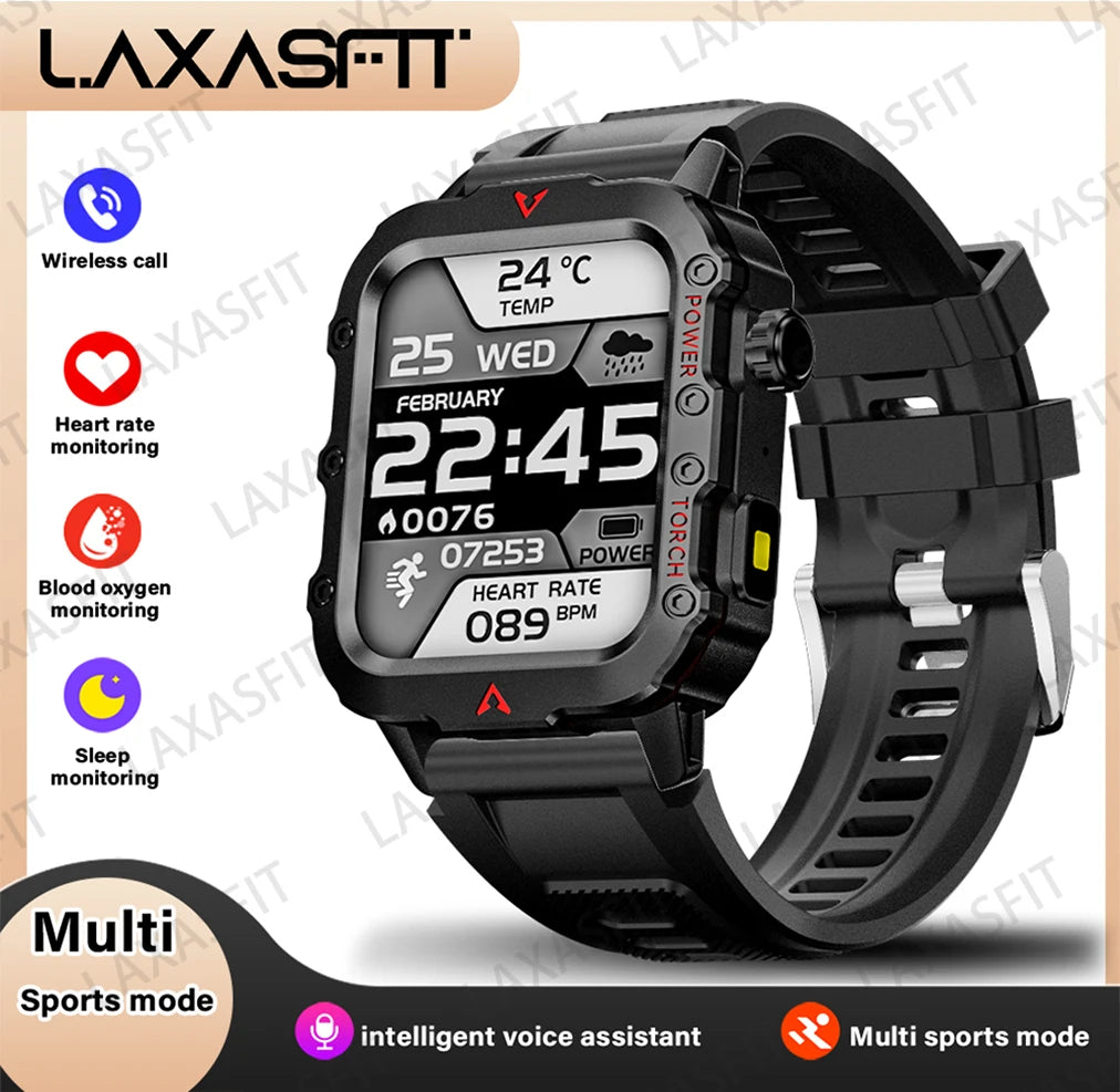 LAXASFIT Men's Smart Watch — LED Flashlight Outdoor Sports Health Wristwatch — view 7 of watches