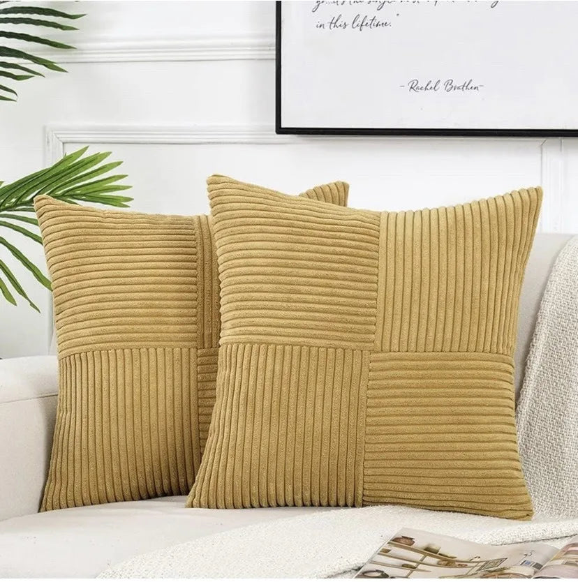 Rust Boho Corduroy Throw Pillow Cover &mdash; 18&times;18 in Terracotta Patchwork Accent Cushion — view 20 of cushion covers & pillow cases
