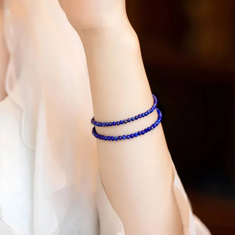 Crystal & Gemstone Lapis Lazuli Beaded Bracelet — 3mm Natural Blue Stones Fine Jewelry for Women — view 2 of crystal & gemstone