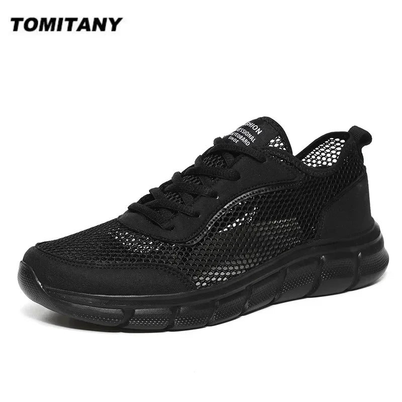 All-Season Men's Mesh Sneakers — Breathable Lace-Up Summer Walking Casual Shoes — view 1 of sneakers
