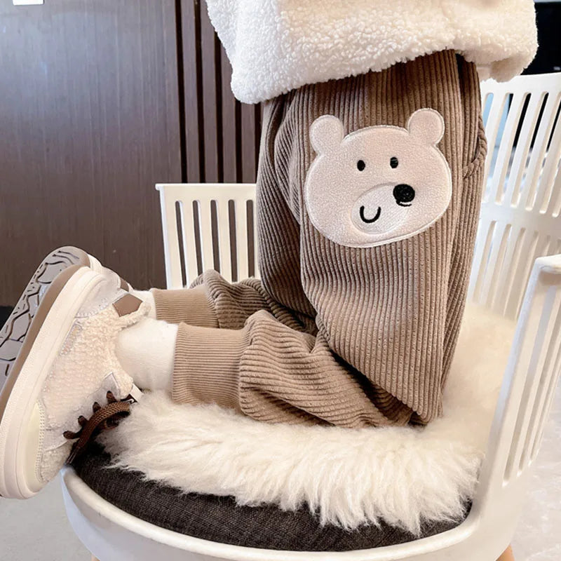 Cute Kids Pants Winter Baby Sweatpants Thicken Corduroy Boys Casual