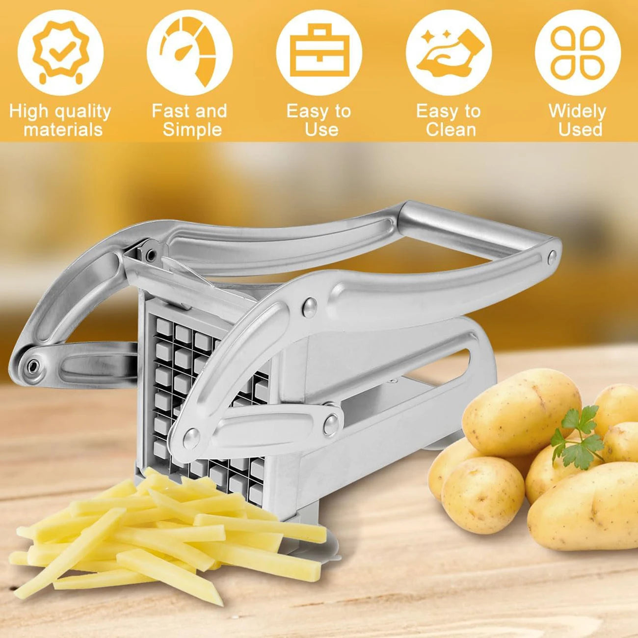 Stainless Steel French Fry Cutter – Quick-Cut Potato Slicer with 36/46-Hole Blades — view 2 of home & kitchen