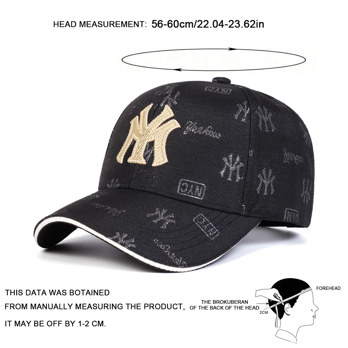Unisex MY Letter Embroidered Baseball Cap — Minimalist Initial Adjustable Spring Autumn Hat — view 2 of hats & caps