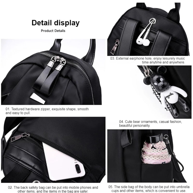 Women's Trendy Oxford Backpack - Casual Teen School Bag with Charm Detail — view 6 of backpacks