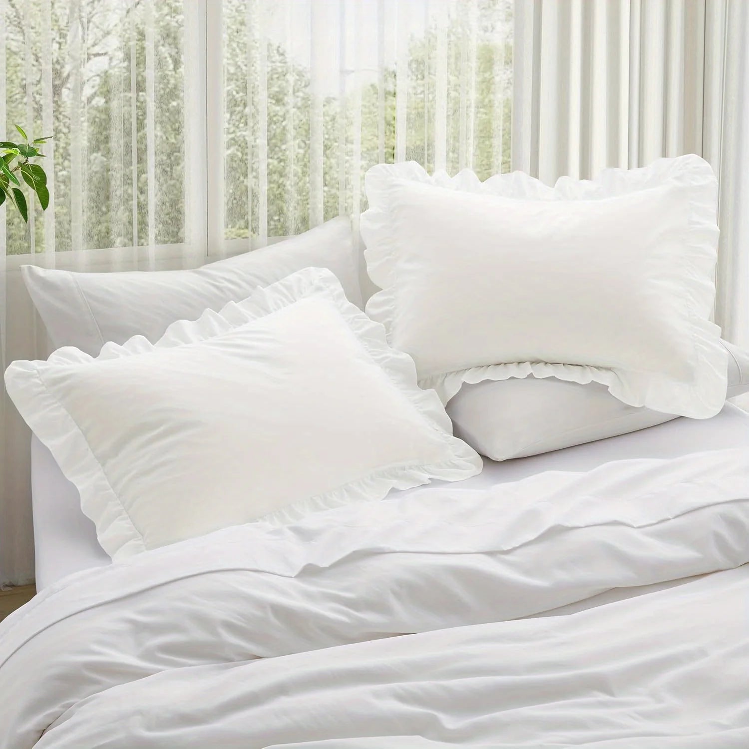 Ruffled Pillow Covers Set of 2 &mdash; Wrinkle-Resistant Envelope-Closure Pillow Shams — view 2 of cushion covers & pillow cases