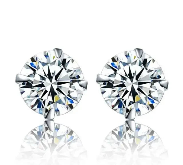Women's 925 Sterling Silver Crystal CZ Stud Earrings — Tiny Clear Gemstone Jewelry — view 9 of jewelry
