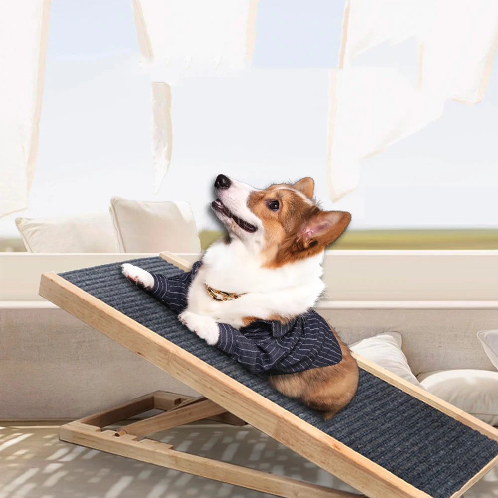 Adjustable Wooden Folding Dog Ramp, Portable 3-4 Level — product photo 3
