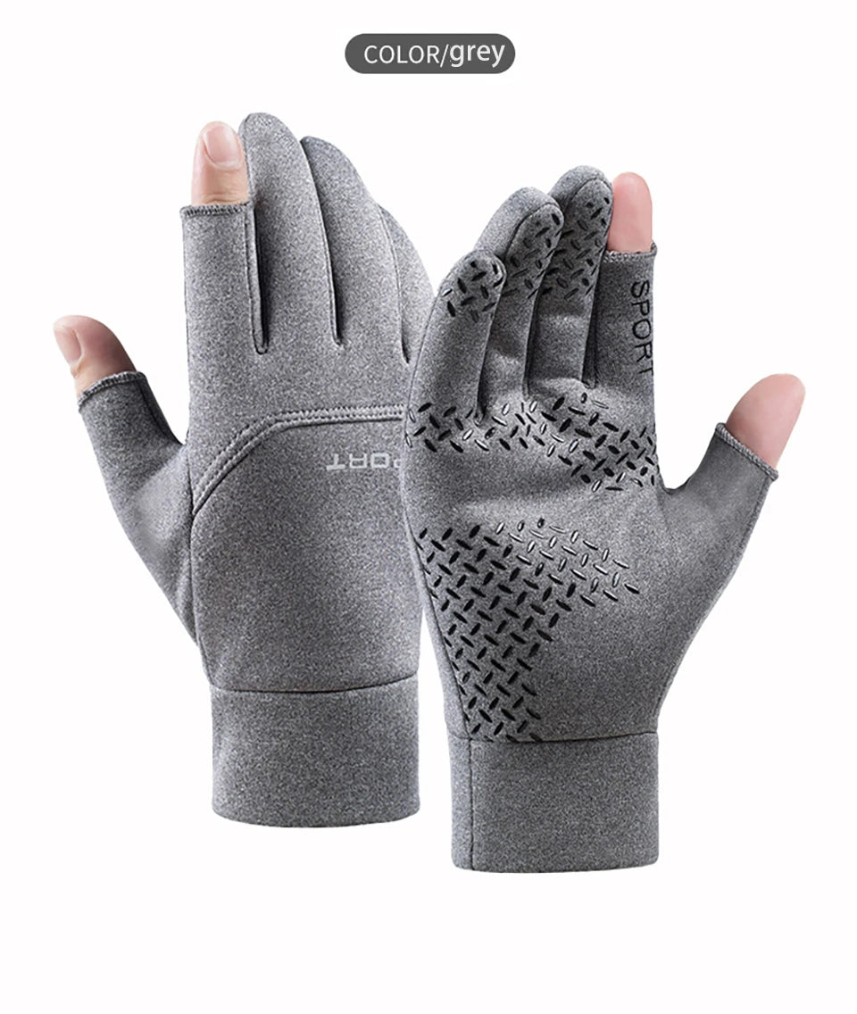 Winter Fishing Gloves Cycling Warm — Anti-Slip Two-Finger Touchscreen Outdoor Angling Gloves — view 7 of gloves