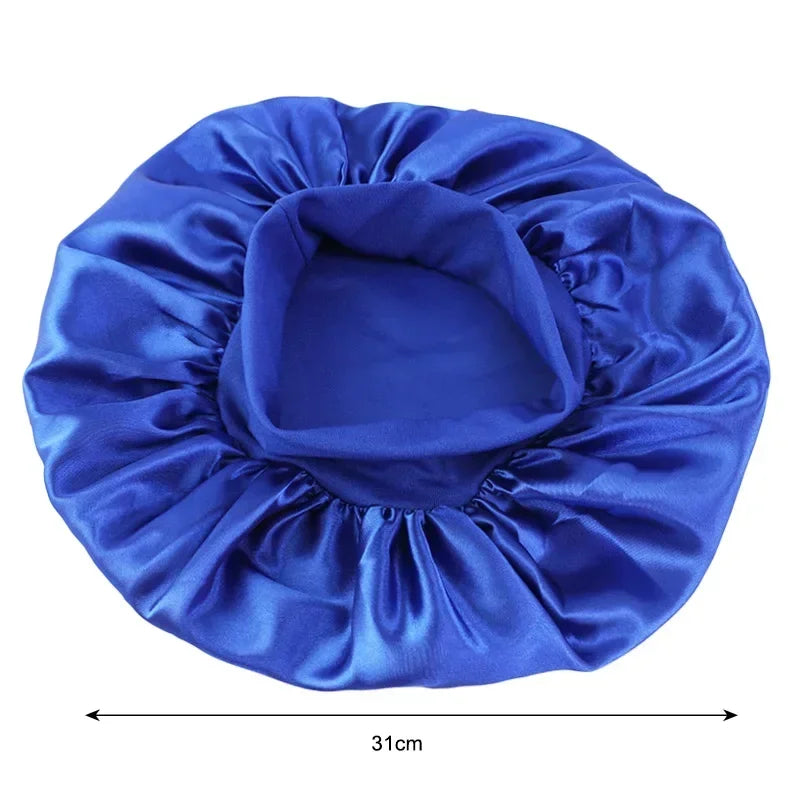 Satin Wide-Brim Sleep Bonnet – Silky Nightcap Hair Wrap with Soft Elastic Band — view 2 of beauty & personal care