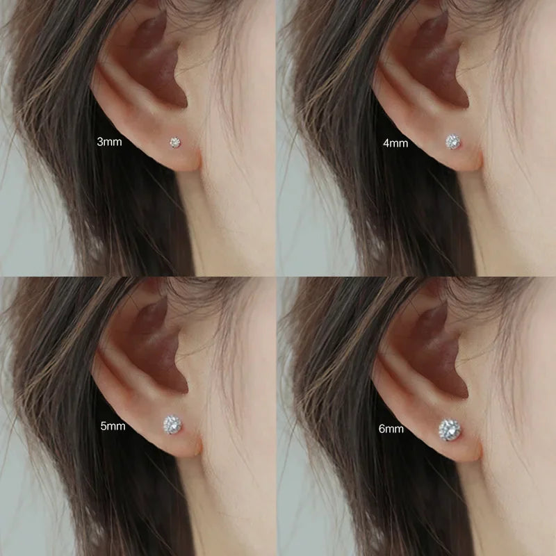 Women's 925 Sterling Silver Crystal CZ Stud Earrings — Tiny Clear Gemstone Jewelry — view 3 of jewelry