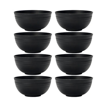 Black Grain Bowl Set &mdash; Reusable Plastic Dinner Bowls for Indoor &amp; Outdoor Use (4/6/8 Pcs) — view 1 of dining & tableware