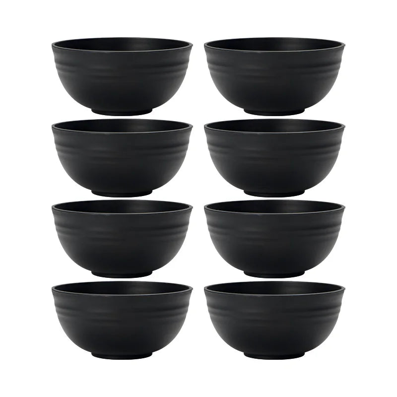 Black Grain Bowl Set &mdash; Reusable Plastic Dinner Bowls for Indoor &amp; Outdoor Use (4/6/8 Pcs) — view 1 of dining & tableware
