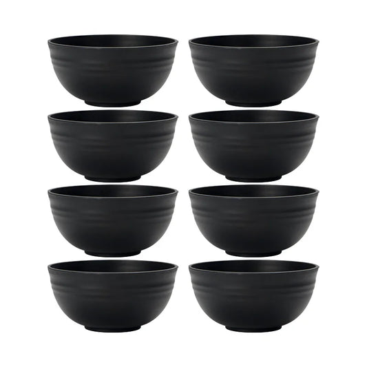 Black Grain Bowl Set &mdash; Reusable Plastic Dinner Bowls for Indoor &amp; Outdoor Use (4/6/8 Pcs) — view 1 of dining & tableware