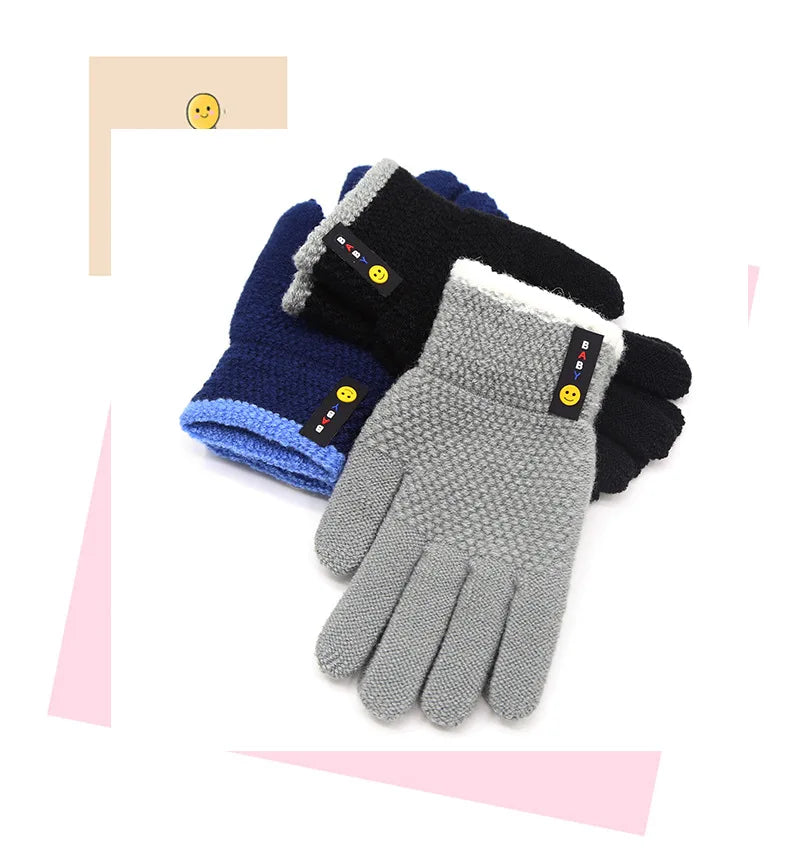 6-10 Years Old New Fashion Kids Thick Knitted Gloves Warm Winter Gloves Children Stretch Mittens Boy Girl Infant Accessories