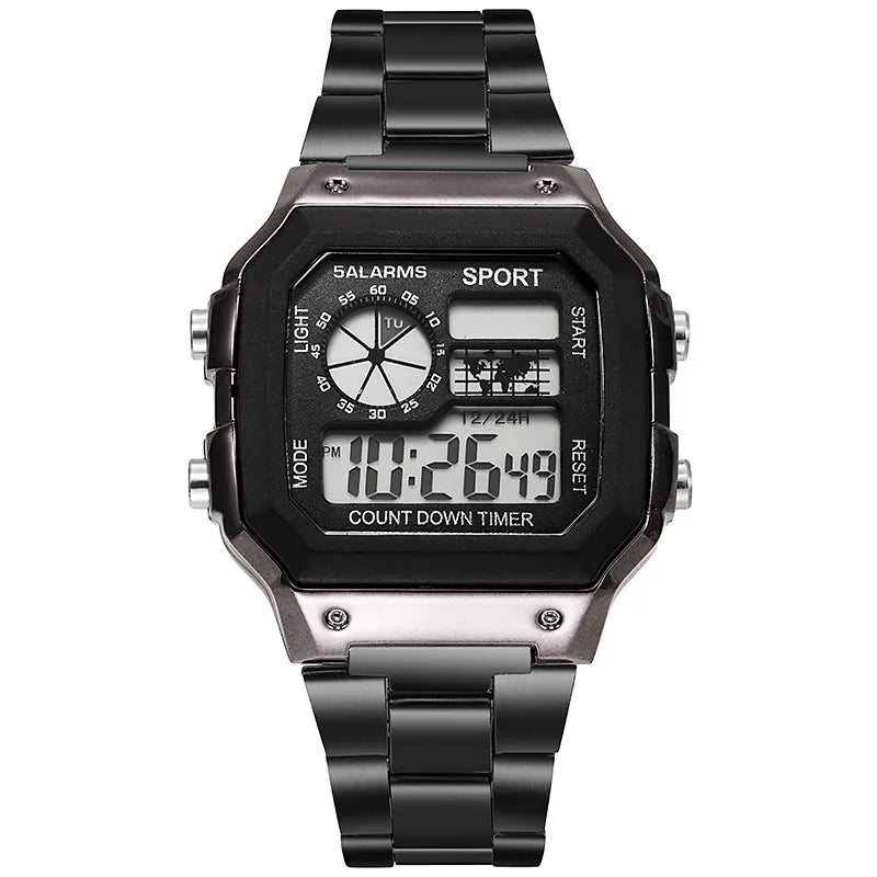 MAYZHISU Men's Digital Luxury Watch — Stainless Steel LED Military Sport Wristwatch — view 3 of watches