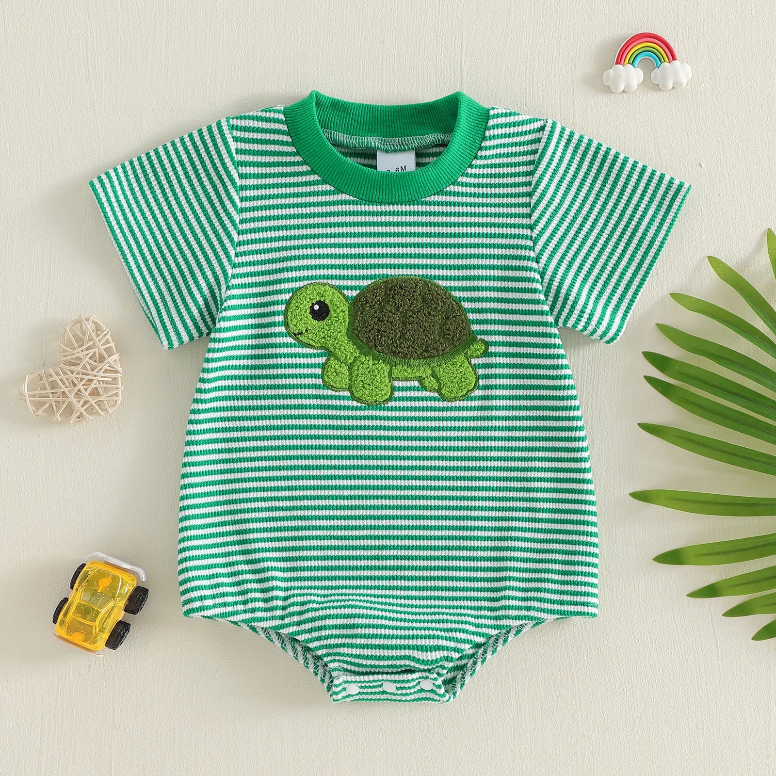 Infant Polka Dot Elephant Romper - Sleeveless Applique Jumpsuit — view 4 of baby rompers