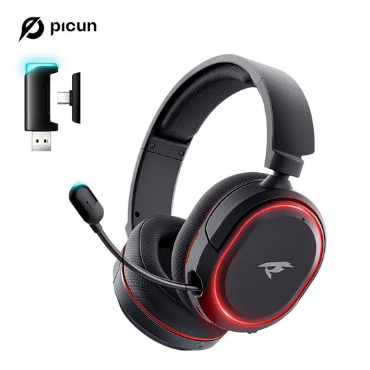 Picun G2 Wireless Gaming Headset – 2.4G + Bluetooth, 5ms Low Latency, 7.1 Surround, ENC Mic