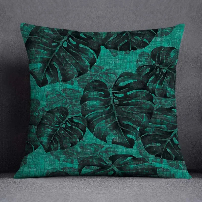 Dark Green Floral Cushion Cover &mdash; Modern Square Animal Print Pillow Case for Sofa &amp; Office — view 14 of cushion covers & pillow cases