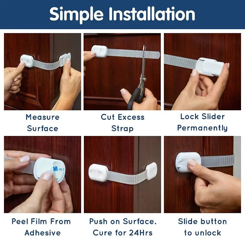 Baby Safety Cabinet Locks - Adhesive Child-Resistant Drawer Latches — view 6 of baby safety