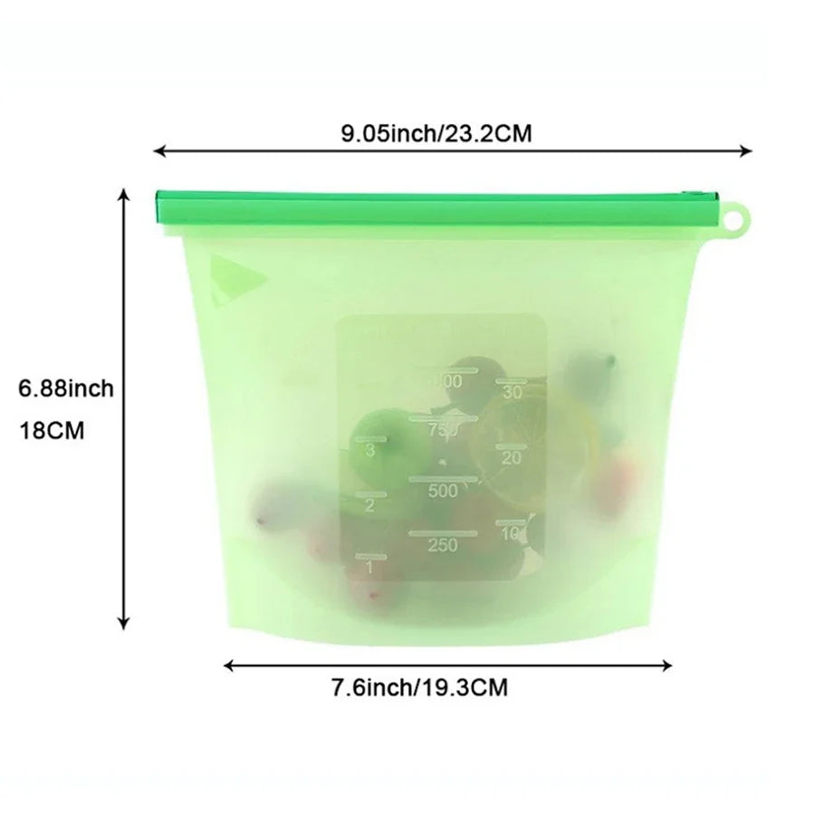 Art lalic 1000ml Reusable Silicone Food Storage Bag – Airtight Leakproof Zip Seal Freezer & Lunch Bag (4 Colors)