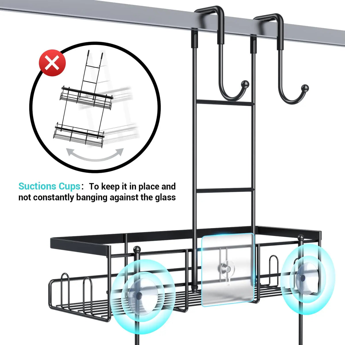 No-Drill Adhesive Shower Caddy, Removable Bathroom Organizer — product photo 3