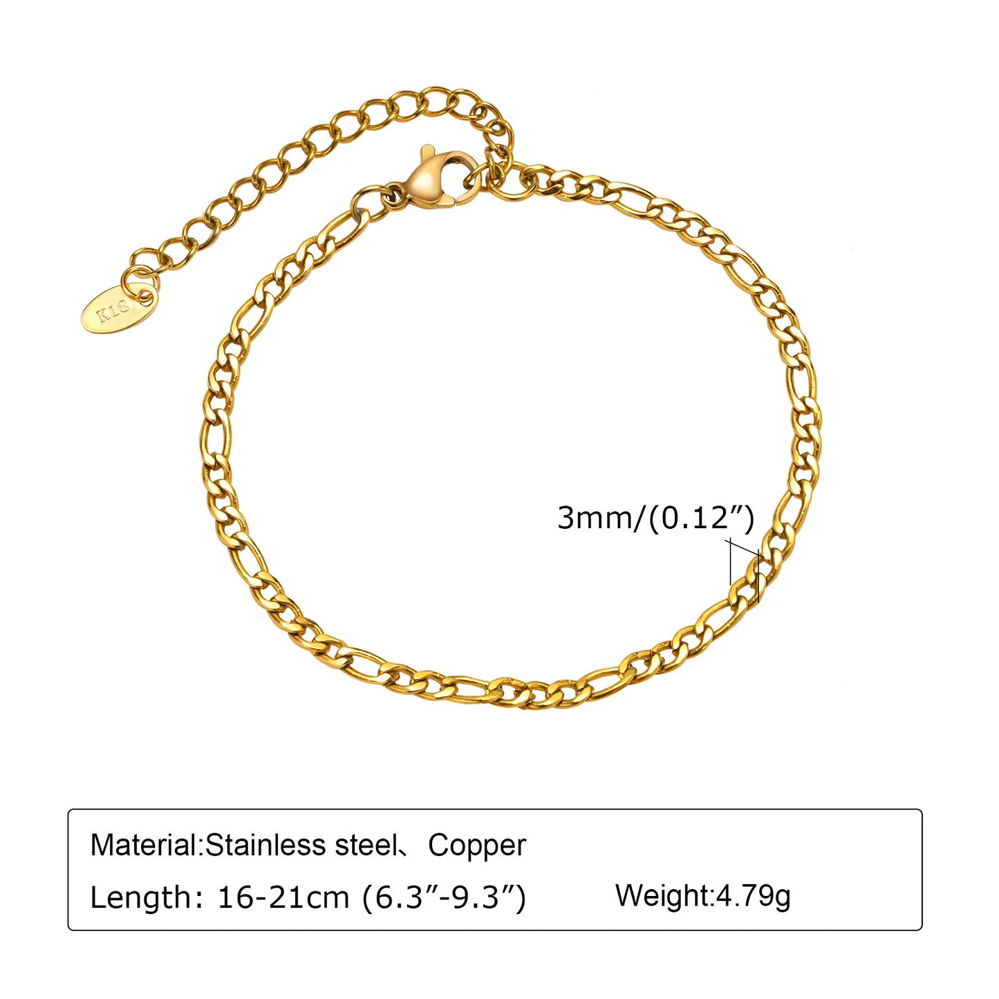 Women's Herringbone Chain Bracelet — Gold Plated Stackable Stainless Steel Jewelry